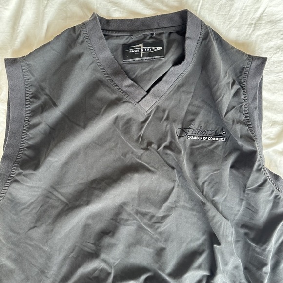 Page & Tuttle Black Vest Medium Pullover v neck mens Sz Large Fishers - Picture 5 of 8